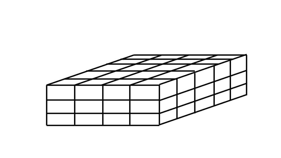 例題1の直方体を1辺が1cmの立方体に分けた図
