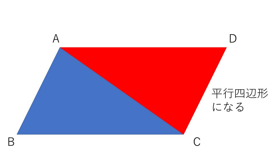 (例題6)の三角形ABCと同じ三角形ACDをくっつけた図