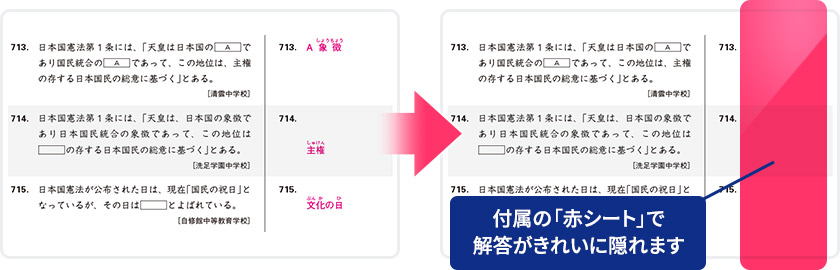 付属の「赤シート」で解答チェック