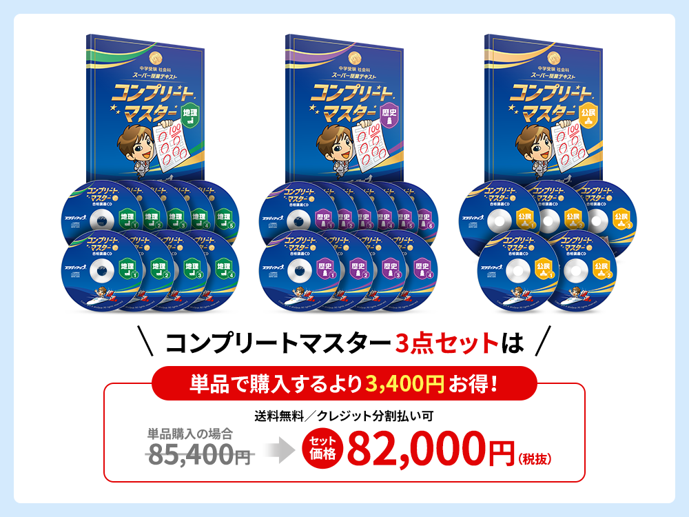 コンプリートマスター3点セットは単品で購入するより3,400円 お得!価格82,000円(税抜)